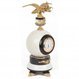 Настольные часы из камня &amp;quot;Двуглавый орел&amp;quot; мрамор бронза