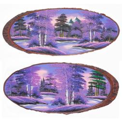 Панно на срезе дерева "Рассвет" горизонтальное 85-90 см каменная крошка