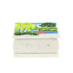 Шкатулка с рисунком &amp;quot;Лето&amp;quot; белый мрамор 10х6,5х6 см