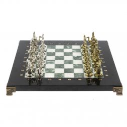 Настольные шахматы "Египет" доска 32х32 см из мрамора и змеевика