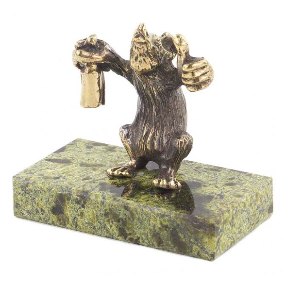 Статуэтка &amp;quot;Крыса алкоголик&amp;quot; бронза змеевик 120135