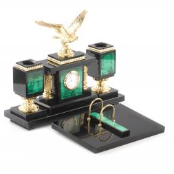Письменный набор из малахита "Летящий орел"