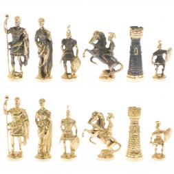 Шахматы с фигурами из бронзы &amp;quot;Римские&amp;quot; доска мрамор долерит 37х37 см