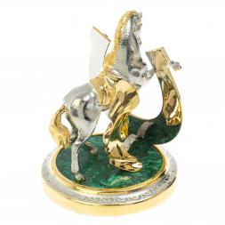 Статуэтка &amp;quot;Конь на дыбах с подковой на счастье&amp;quot; малахит Златоуст