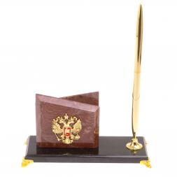 Настольная визитница &amp;quot;Мини 3&amp;quot; из лемезита на ножках