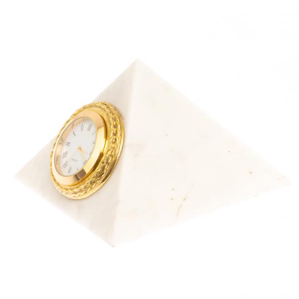 Настольные часы &amp;quot;Пирамида&amp;quot; 12х12х11 см из белого мрамора 126395