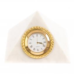 Настольные часы &amp;quot;Пирамида&amp;quot; 12х12х11 см из белого мрамора