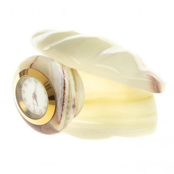Часы «Ракушка» из камня оникс 9×9х5 см (2,5) 123955