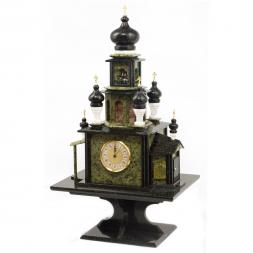 Подарочные часы &amp;quot;Храм&amp;quot; из камня змеевик и мрамор