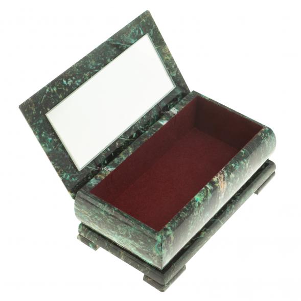 Шкатулка с иллюстрацией &amp;quot;Лось с волками&amp;quot; камень змеевик 17,5х9,5х7,5 см 124033