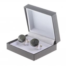 Запонки камень актиновит овальные