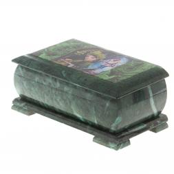 Шкатулка &amp;quot;Хозяйка медной горы и Данила мастер&amp;quot; змеевик 25х13,5х11 см