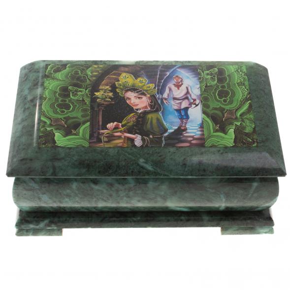 Шкатулка &amp;quot;Хозяйка медной горы и Данила мастер&amp;quot; змеевик 25х13,5х11 см 124667