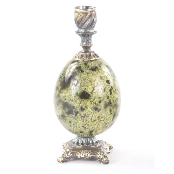 Подсвечник церковный на яйце из бронзы и змеевика 116384