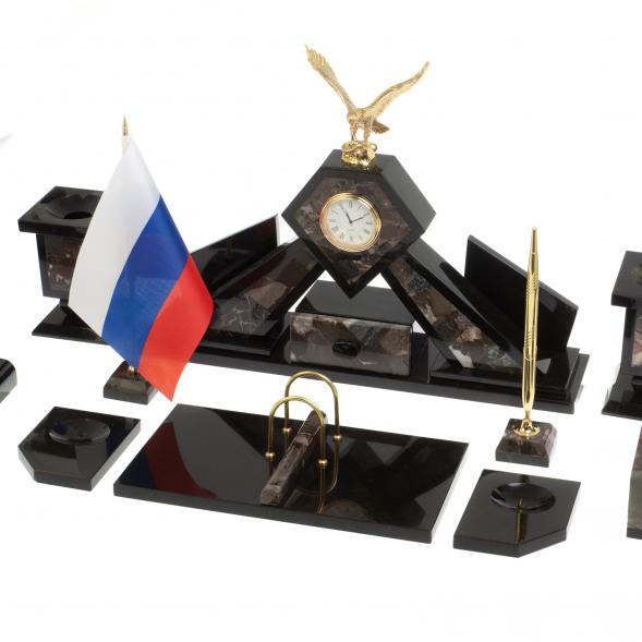 Настольный набор &amp;quot;Орел&amp;quot; из конгломерата с бюваром и лотком А4 126935