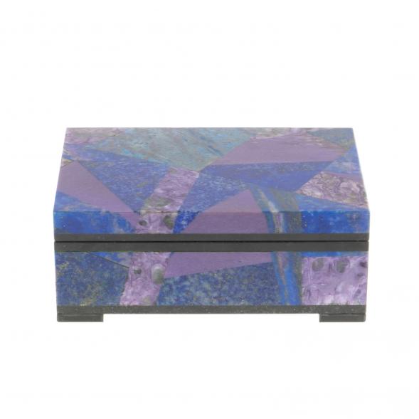 Шкатулка &amp;quot;Мозайка&amp;quot; из лазурита и чароита 11х7,5х4,5 см 127165