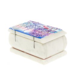 Шкатулка с рисунком &amp;quot;Зима&amp;quot; белый мрамор 10х6,5х6 см