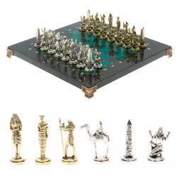 Шахматы подарочные "Египет" доска 32х32 см из змеевика