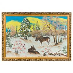 Картина "Лоси" багет 46х66 см, каменная крошка