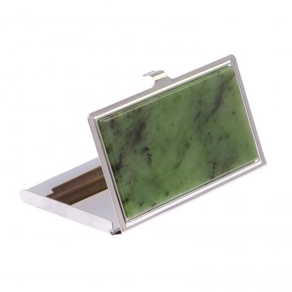Карманная визитница с нефритом цвет серебро 122263