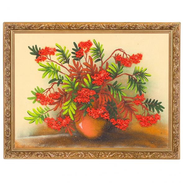 Картина из каменной крошки &amp;quot;Букет рябины&amp;quot; багет 36х46 см 111274