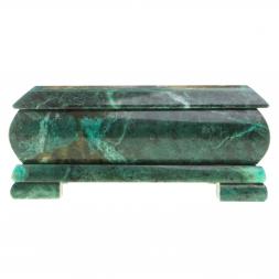 Шкатулка с иллюстрацией "Медведь в еловом лесу" камень змеевик 17,5х9,5х7,5 см