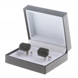 Запонки камень актиновит закругленные