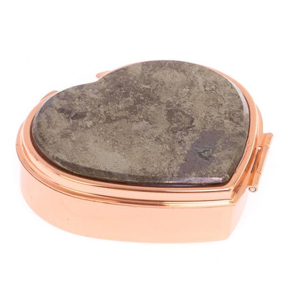 Таблетница &amp;quot;Сердце&amp;quot; на 3 отделения камень борнит цвет красное золото 126166