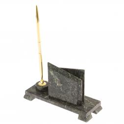 Визитница настольная с подставкой под ручку Мини 3" камень змеевик