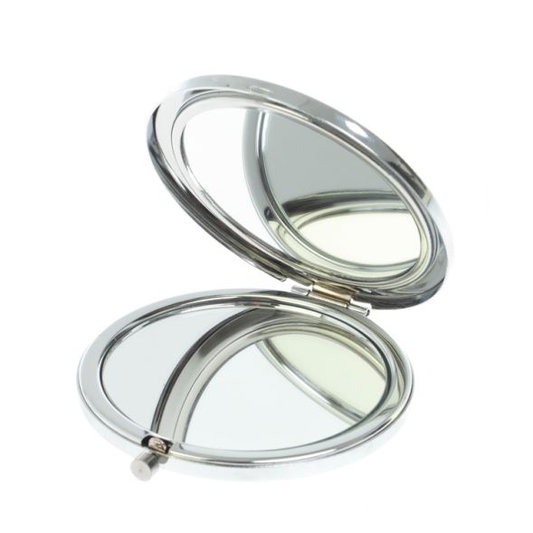 Зеркало карманное круглое из камня амазонит дымчатый кварц цвет серебро 127805