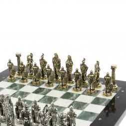Шахматы подарочные Александр Македонский" доска 36х36 см мрамор / змеевик