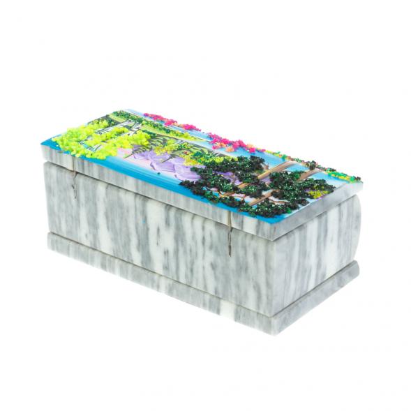 Шкатулка &amp;quot;Лето&amp;quot; из серого мрамора 14,5х7,5х6 см 128109