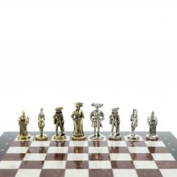 Шахматы настольные из камня &amp;quot;Средневековье&amp;quot; 44х44 см мрамор лемезит