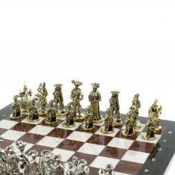 Шахматы настольные из камня &amp;quot;Средневековье&amp;quot; 44х44 см мрамор лемезит