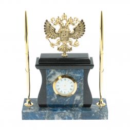 Настольные часы с ручками&amp;quot; Герб&amp;quot; из лазурита