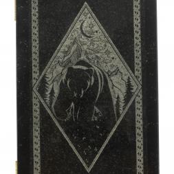 Каменные нарды с гравировкой &amp;quot;Волк и медведь&amp;quot; с гербом РФ