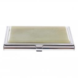 Карманная визитница с белым нефритом цвет серебро