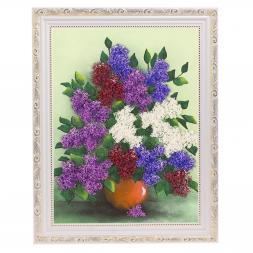 Картина &amp;quot;Букет сирени&amp;quot; багет 36х46 см, рисунок каменная крошка