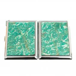 Портсигар на 20 сигарет с зажигалкой камень амазонит