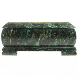 Шкатулка с иллюстрацией "Домик на берегу реки" камень змеевик 17,5х9,5х7,5 см