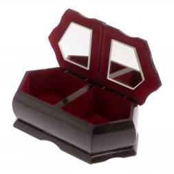 Шкатулка с двумя отсеками &amp;quot;Хозяйка медной горы / Домик в зимнем лесу&amp;quot; черный змеевик 20х10х7,5 см