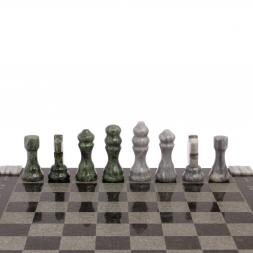 Шахматный ларец с гравировкой мрамор, змеевик 35х35х7,5 см