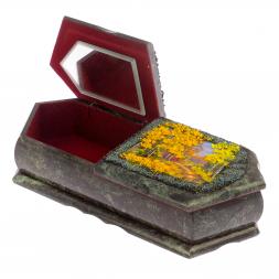 Шкатулка с двумя отделениями &amp;quot;Хозяйка медной горы с осенним пейзажем&amp;quot; 29,5х12х8 см