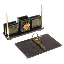 Настольный набор &amp;quot;Офисный&amp;quot; камень змеевик