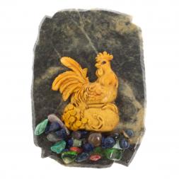 Магнит &amp;quot;Петух на мешке с монетами&amp;quot; змеевик
