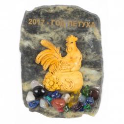 Магнит &amp;quot;Петух на мешке с монетами&amp;quot; змеевик