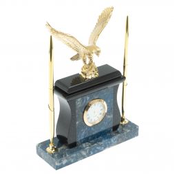 Настольные часы с ручками &amp;quot;Орел&amp;quot; из камня лазурит