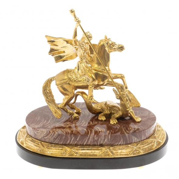 Бронзовая статуэтка &amp;quot;Георгий Победрносец&amp;quot; из лемезита и долерита 129796