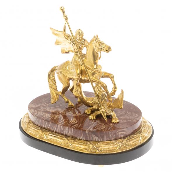 Бронзовая статуэтка &amp;quot;Георгий Победрносец&amp;quot; из лемезита и долерита 129796