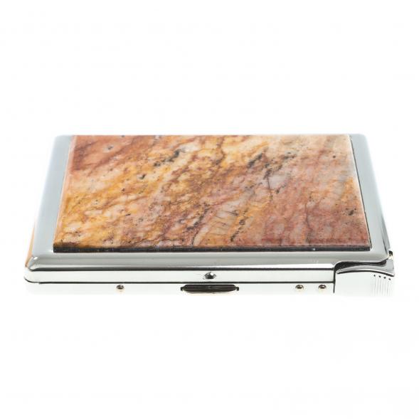 Портсигар на 10 сигарет с зажигалкой камень авантюрин 123411